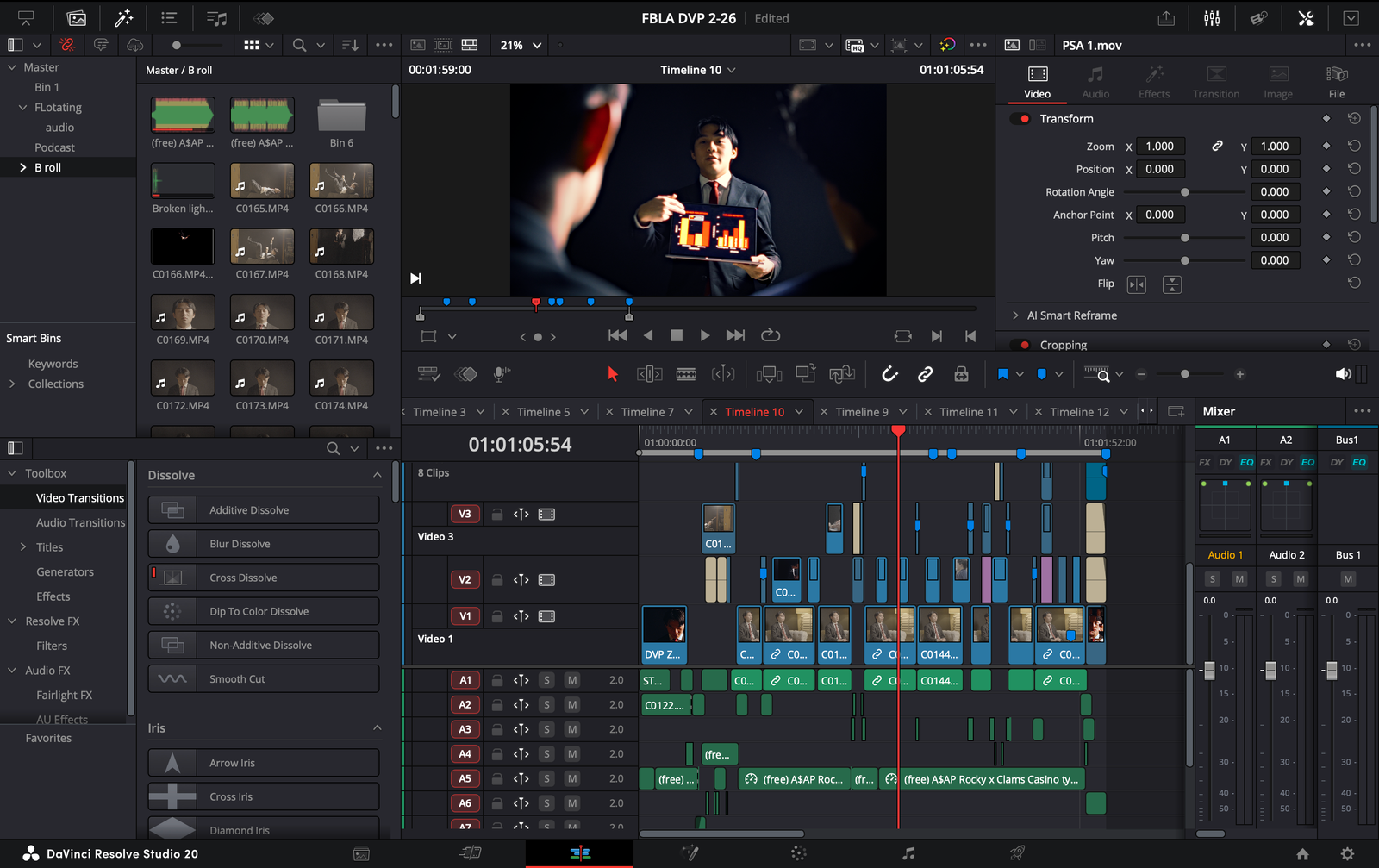 Resolve cut page screenshot showing timeline and clip arrangement